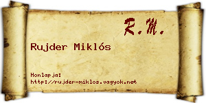 Rujder Miklós névjegykártya